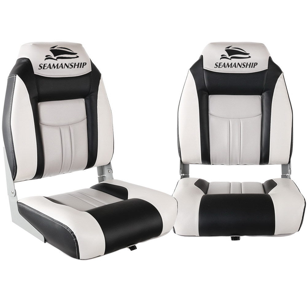 NNEDSZ Set of 2 Folding Swivel Boat Seats - Grey & Black - Nautica auto Marin heaven