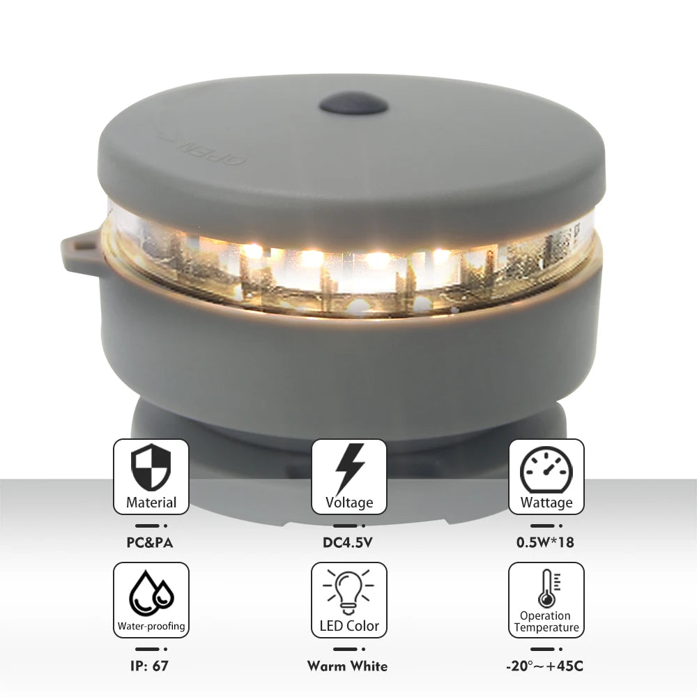 Boat LED Navigation Light Bi-Color Bow Light Red + Green/White with Magnetic Base and Fixed Ropes