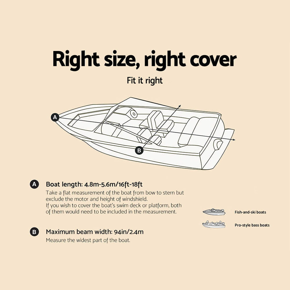 NNEDSZ Waterproof Boat Cover 16-18.5 Foot - Grey - Nautica auto Marin heaven