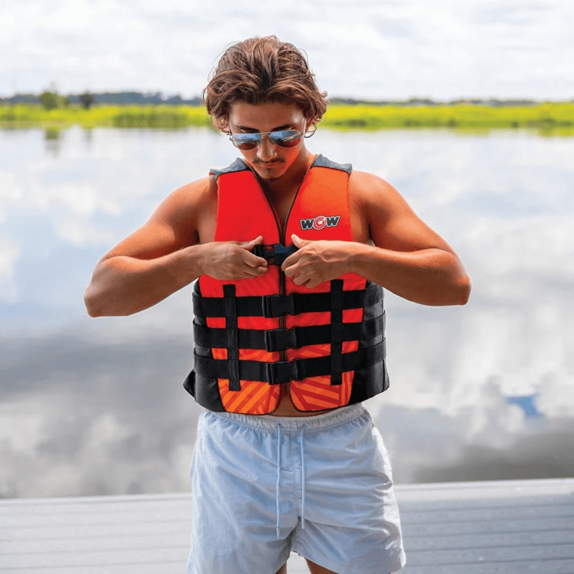 WOW Watersports Vis-Wave Life Vest Red - Combining Safety and Style for Adults